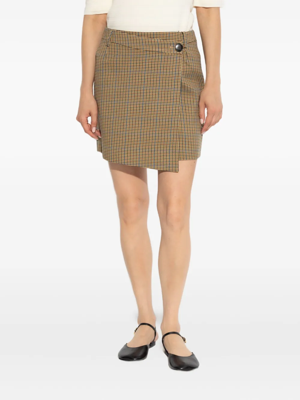 check-pattern wrap skirt