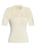 Gestuz mesh-panel ribbed polo top - Neutrals