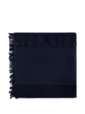 Paul & Shark logo-embroidered fringed blanket - Blue
