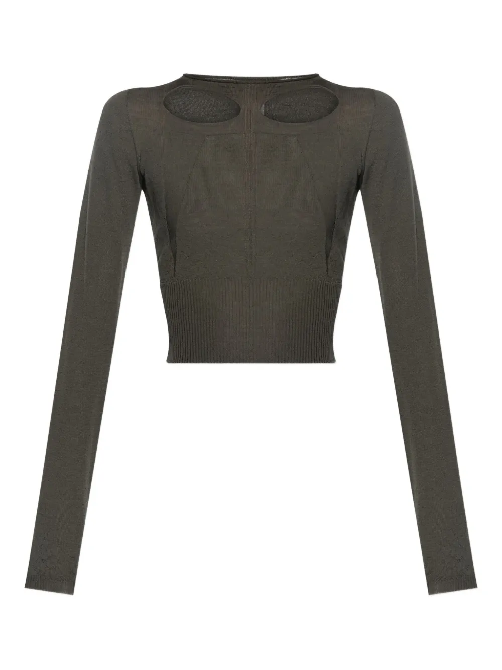 Rick Owens cut-out long-sleeve top Groen