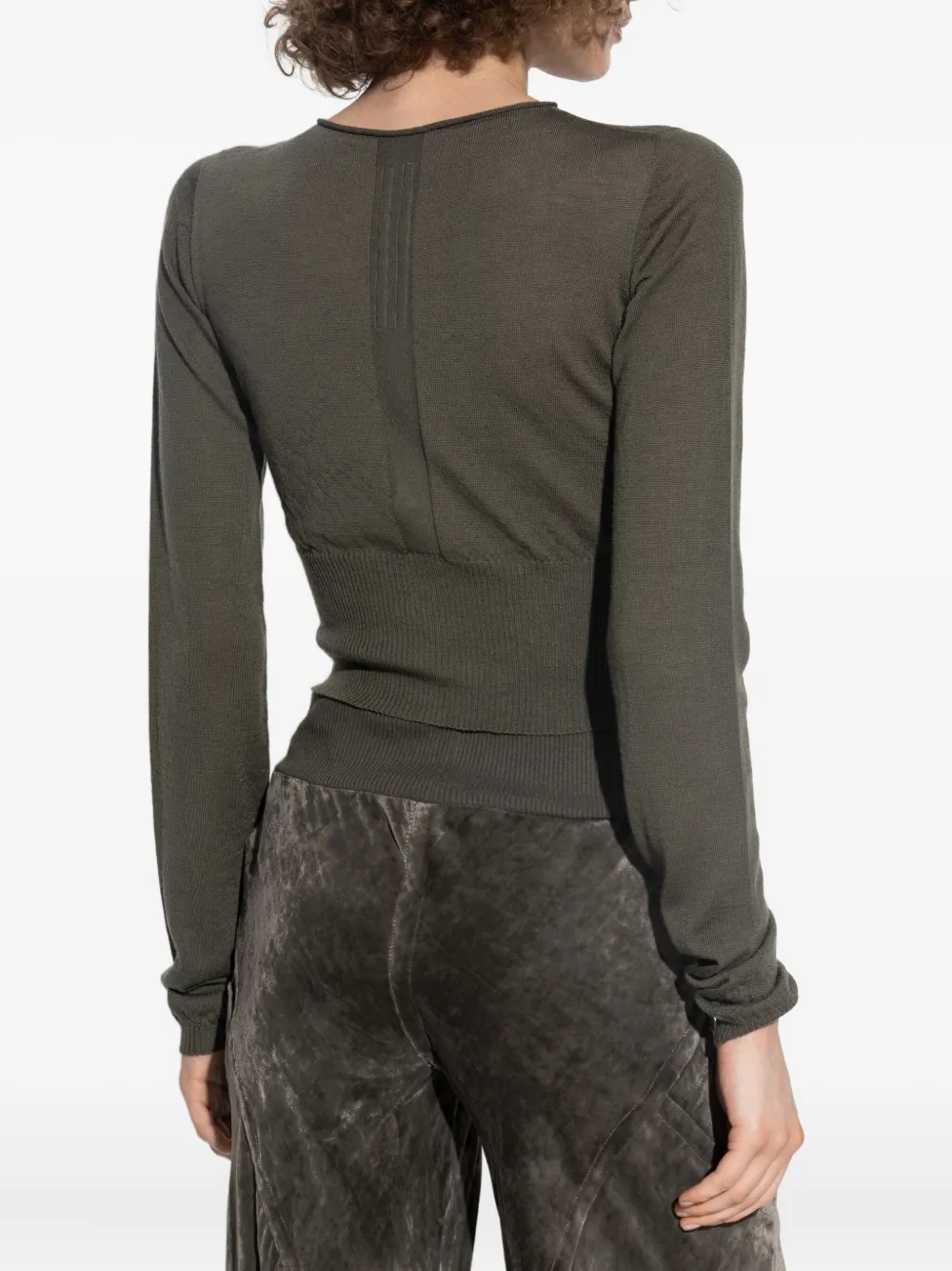 Rick Owens cut-out long-sleeve top Groen