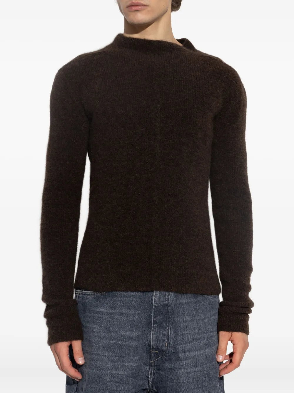 Rick Owens high-neck alpaca wool sweater Zwart