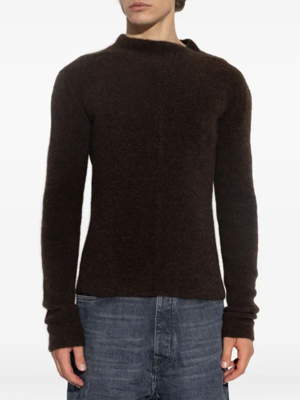 【RICK OWENS】 Mohair/Alpaca Wool knit Rick Owens high-neck Alpaca Wool Sweater | Black | FARFETCH