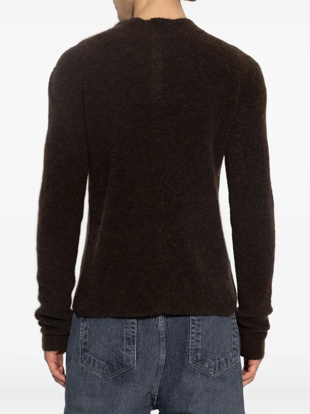 Rick Owens high-neck alpaca wool sweater Zwart