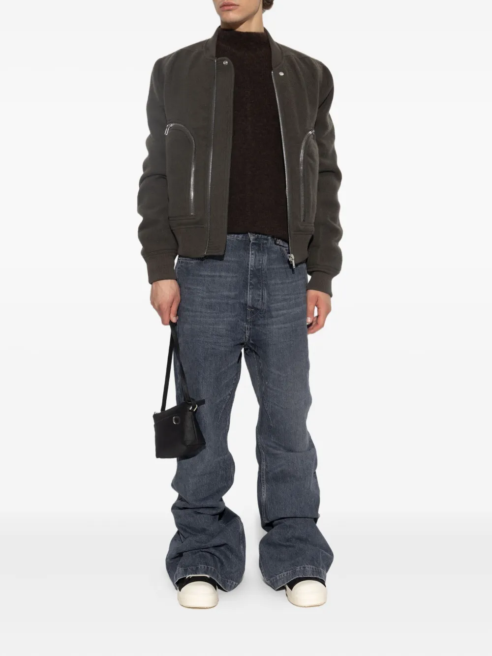Rick Owens high-neck alpaca wool sweater Zwart