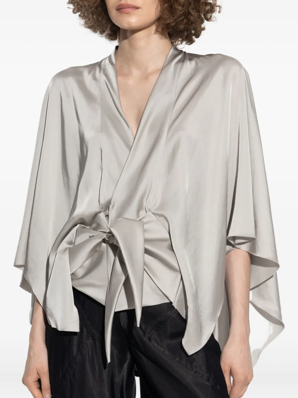Rick Owens Half Moon tie-front blouse Zilver