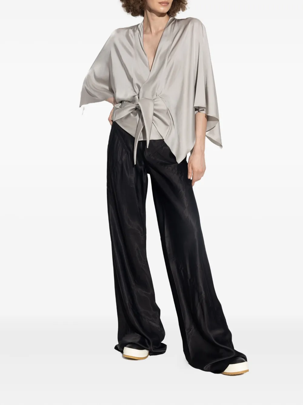 Rick Owens Half Moon tie-front blouse Zilver