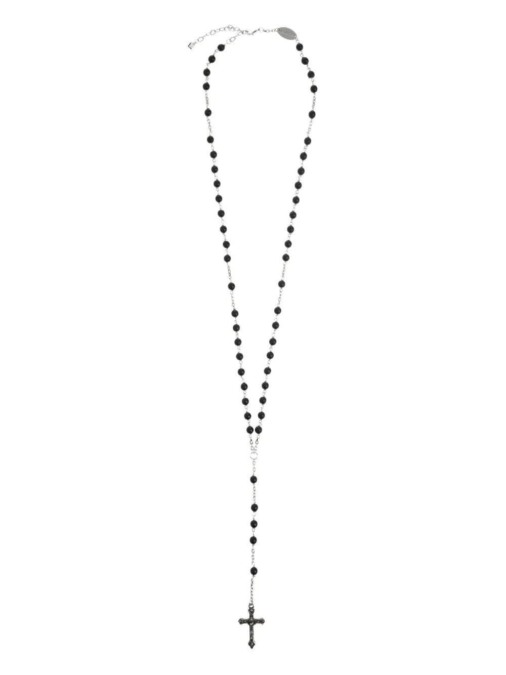 Dsquared2 Cross-pendant Beaded Necklace In Black