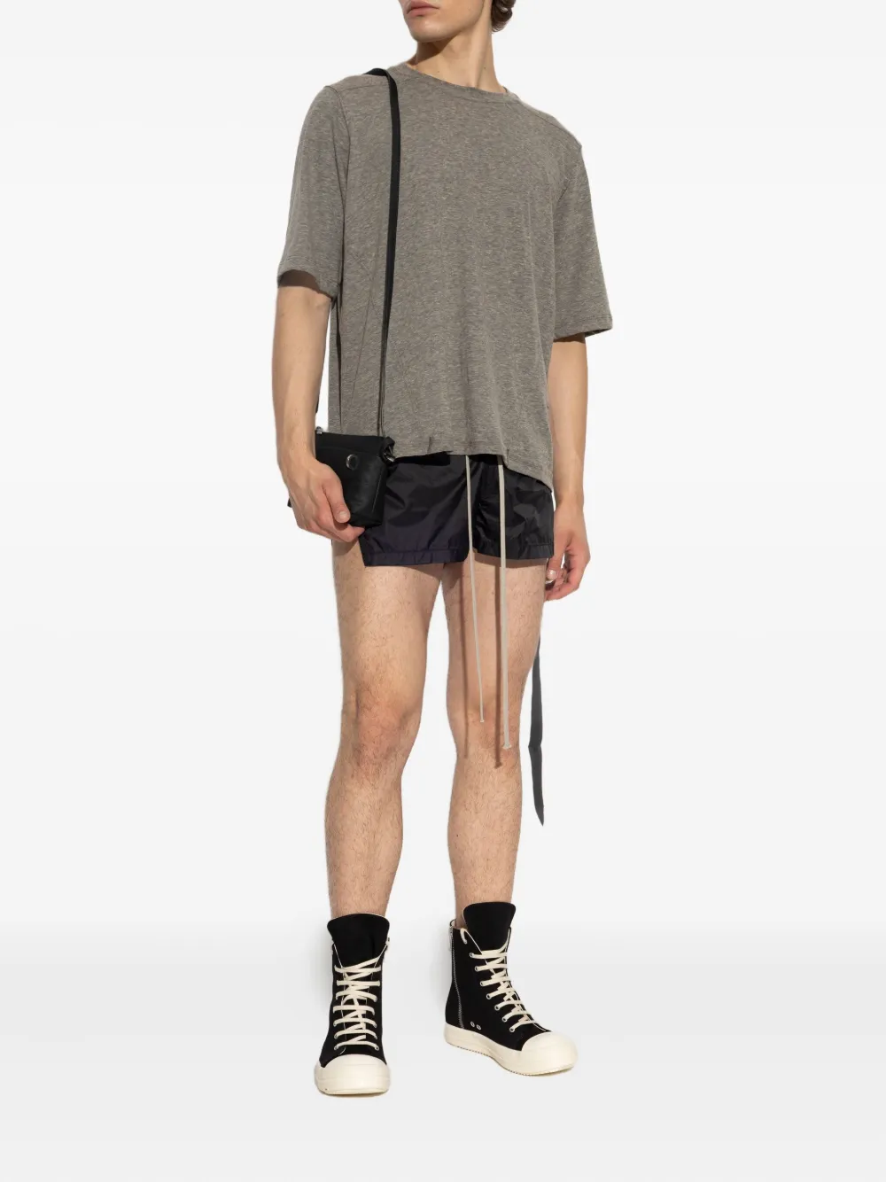 Rick Owens DRKSHDW T-shirt met trekkoord en korte mouwen Grijs