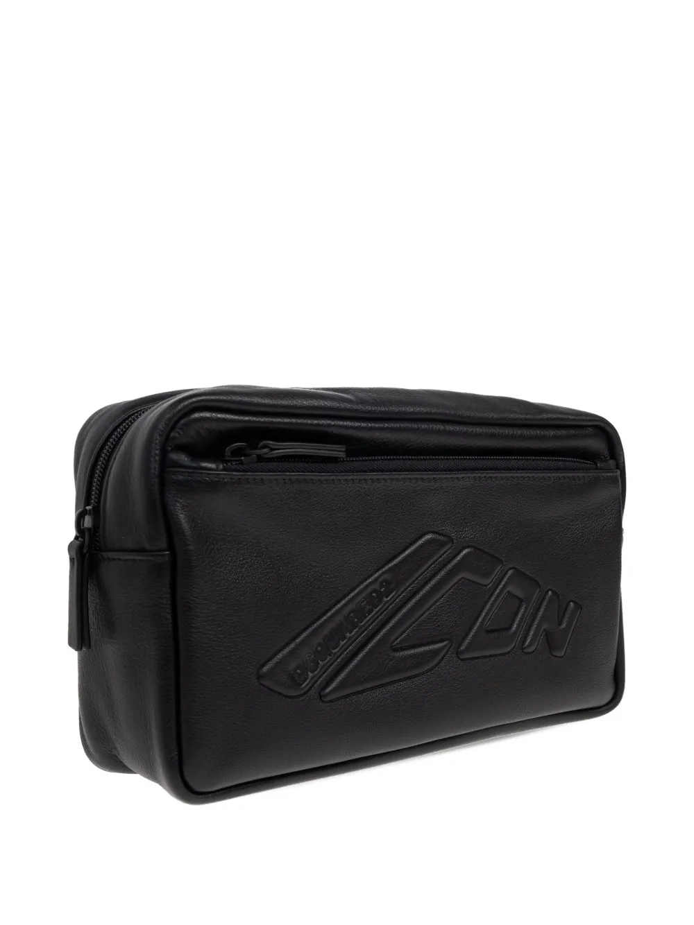 DSQUARED2 Icon New Generation logo leather wash bag Zwart