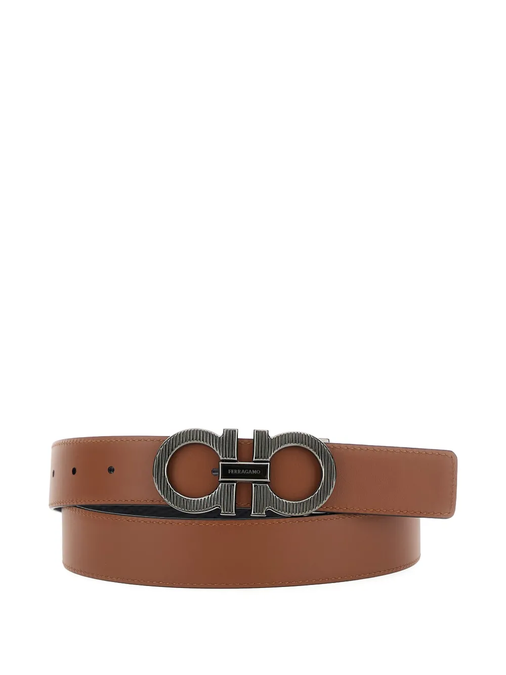Ferragamo Gancini-buckle Leather Belt In Brown