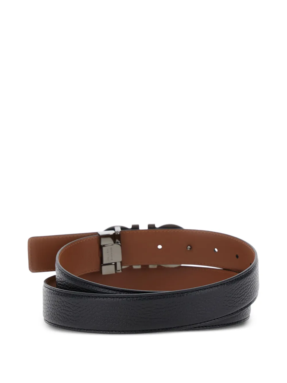 Ferragamo Leren riem met gancini-gesp Zwart