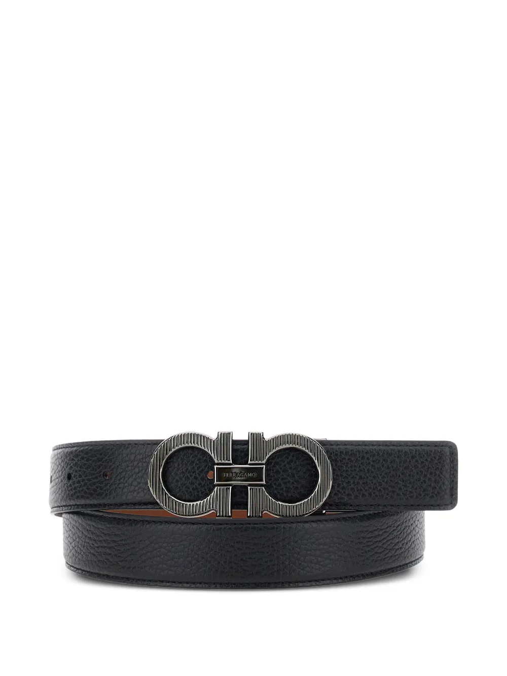 Ferragamo Gancini-buckle leather belt - Zwart