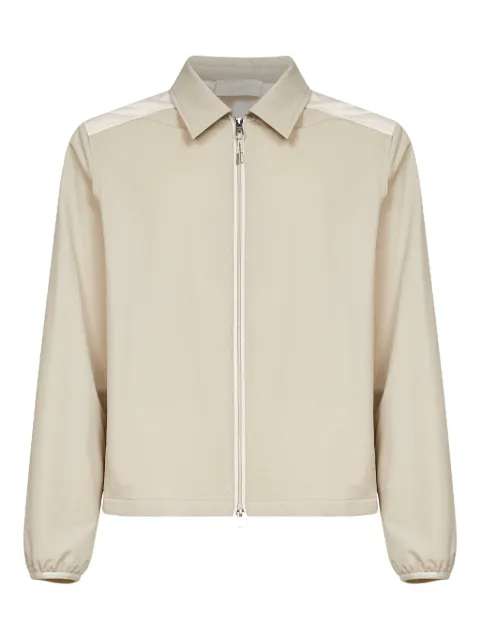 Moncler double-slider zip seersucker shirt