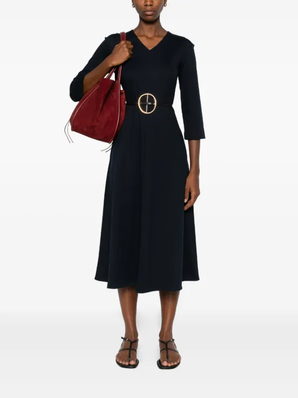 S Max Mara three-quarter Sleeve Flared Dress | Blue | FARFETCH