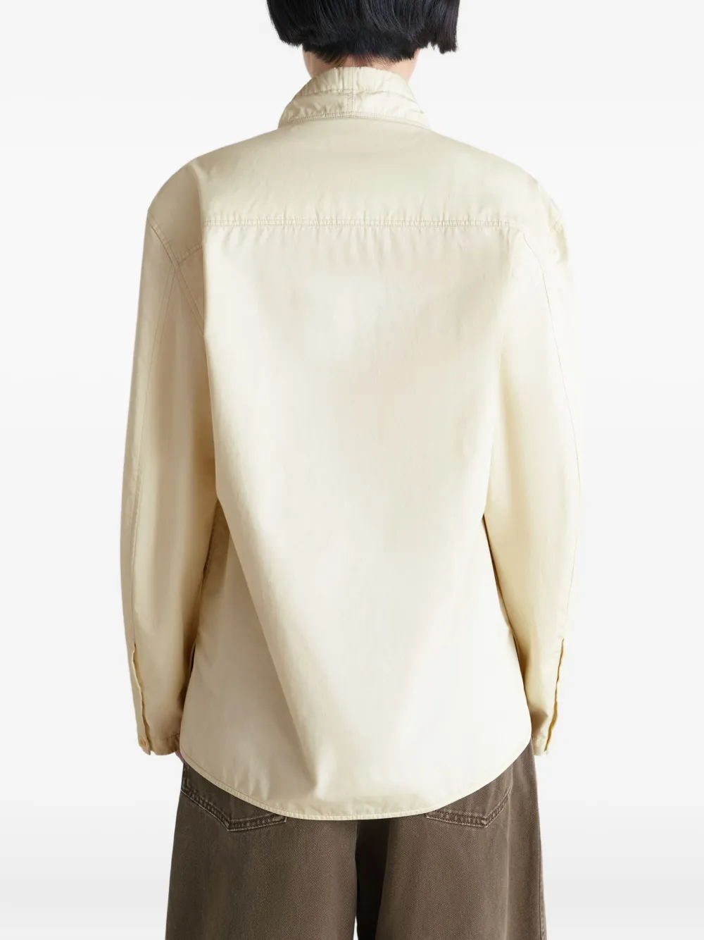 LEMAIRE Blouse met hoge hals en trekkoord BG250 RICE PAPER