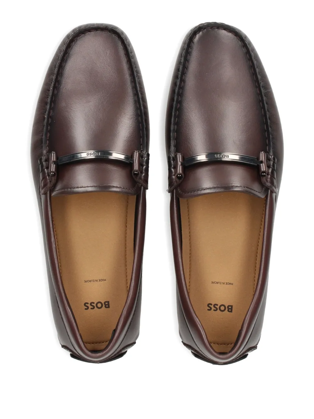 BOSS leather loafers Brown