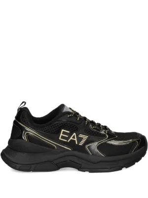 Ea7 Emporio Armani logo-detail Mesh Sneakers | Black | FARFETCH