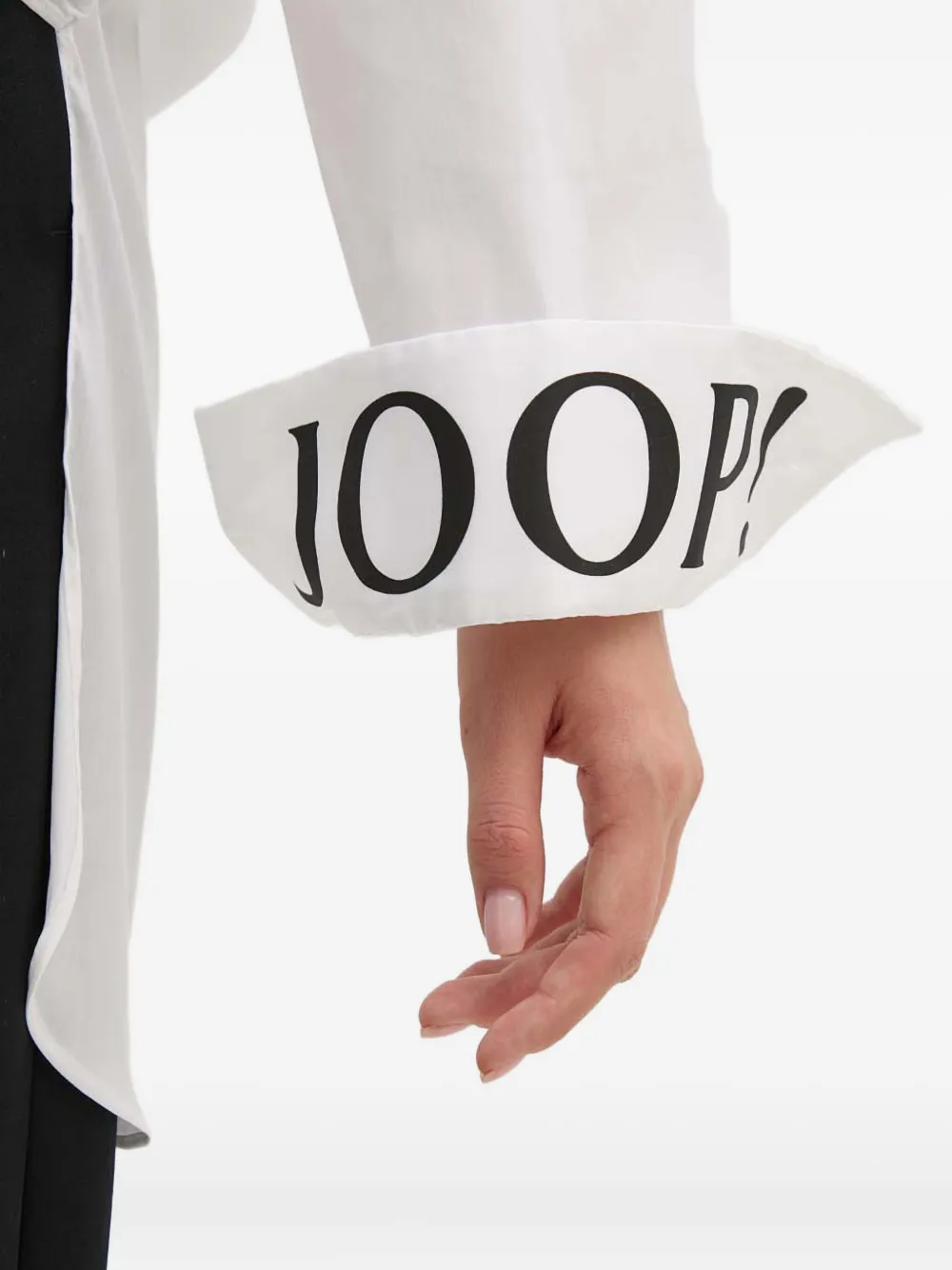 Joop! Shirt met logodetail en lange mouwen Wit