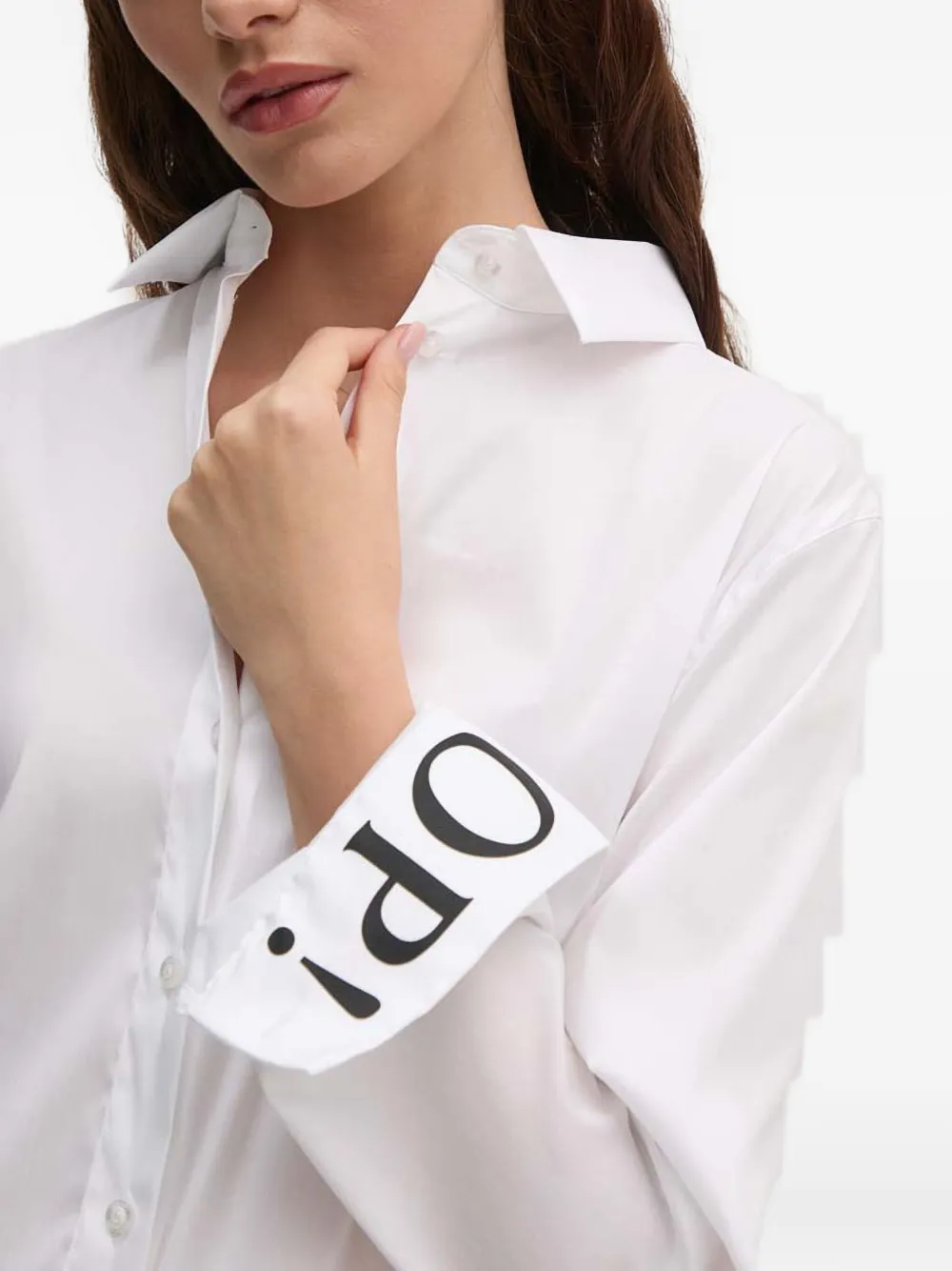 Joop! Shirt met logodetail en lange mouwen Wit