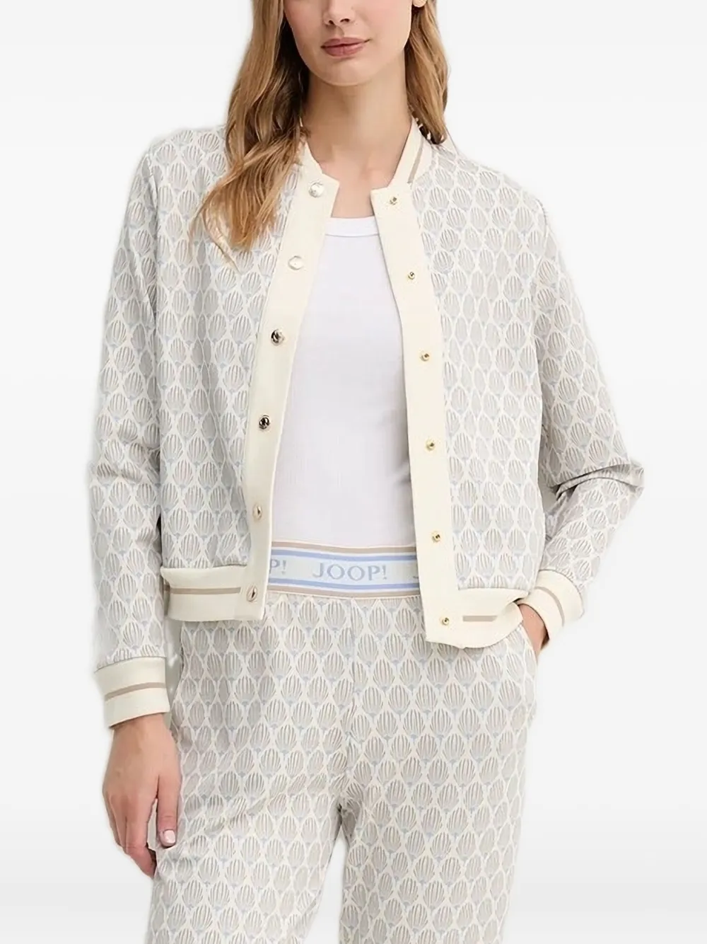 Joop! Tjara sweater met patroon en knopen Beige