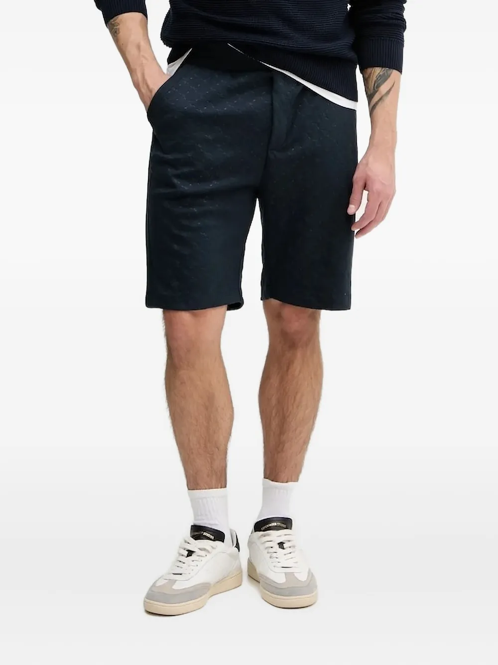 Joop Graphic-pattern Drawstring Shorts In Blue
