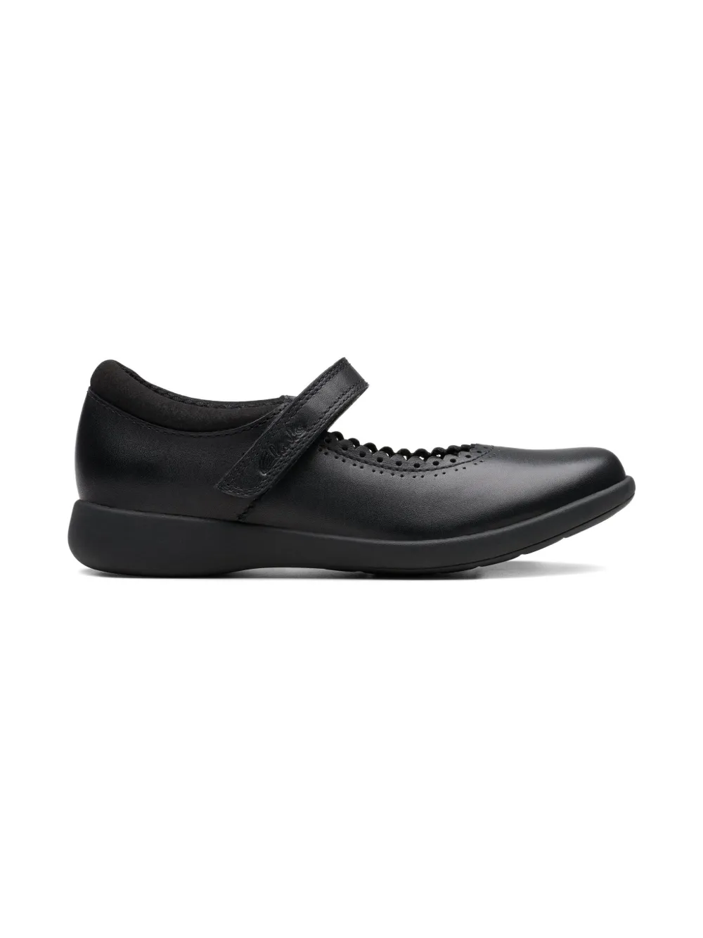 Clarks Kids Etch Pure Kid scalloped-edge ballerinas Black