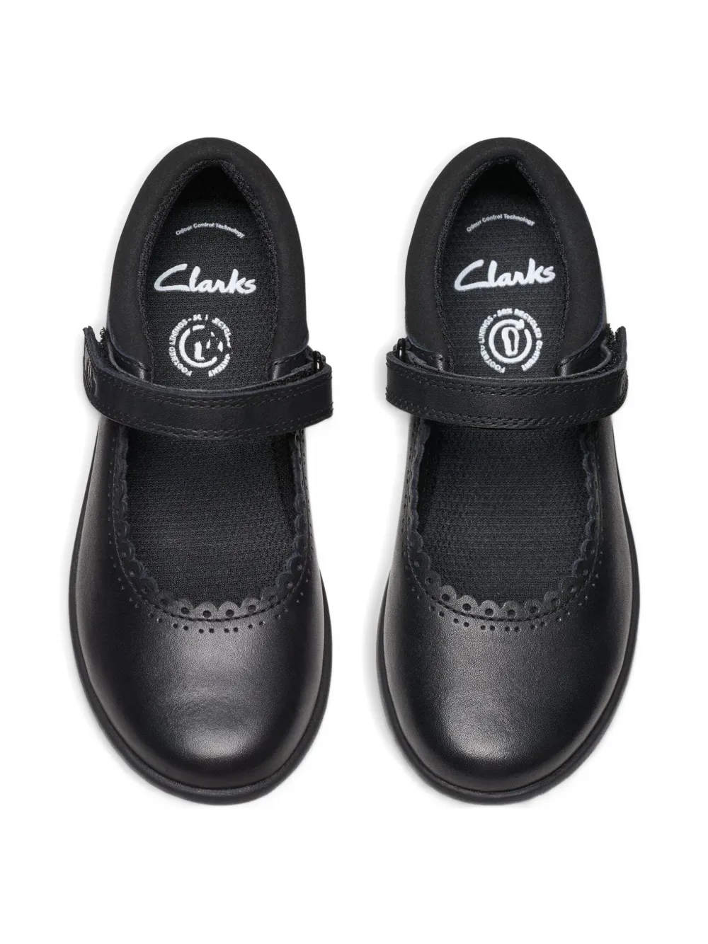 Clarks Kids Etch Pure Kid scalloped-edge ballerinas Black
