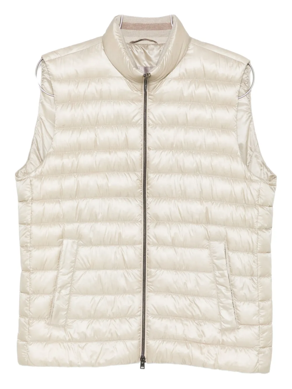 Herno Quilted Zip-front Gilet In Gray