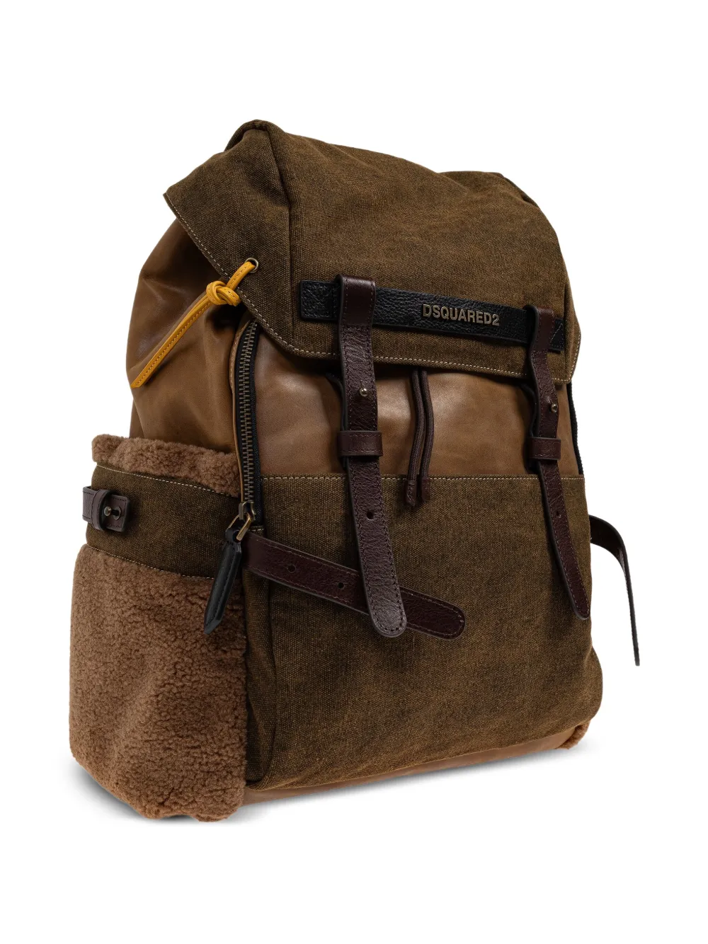 DSQUARED2 Canadian canvas rugzak met leren afwerking Bruin