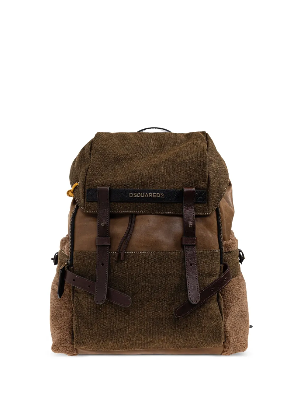 DSQUARED2 Canadian leather-trimmed canvas backpack Bruin