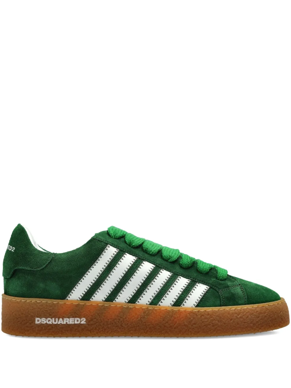 DSQUARED2 Boxer striped suede sneakers Green