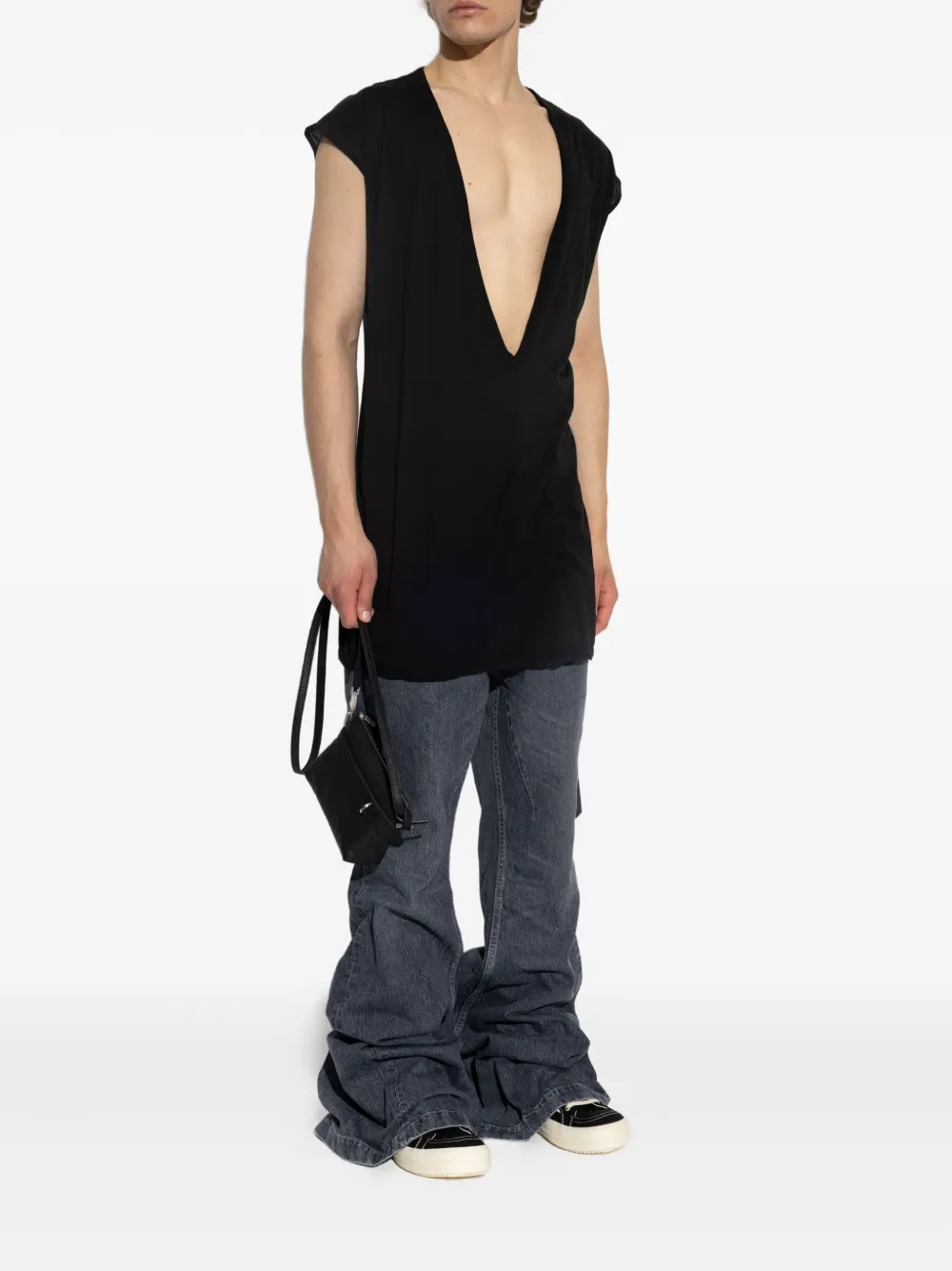 Rick Owens DRKSHDW deep-v-neck sleeveless top - Zwart
