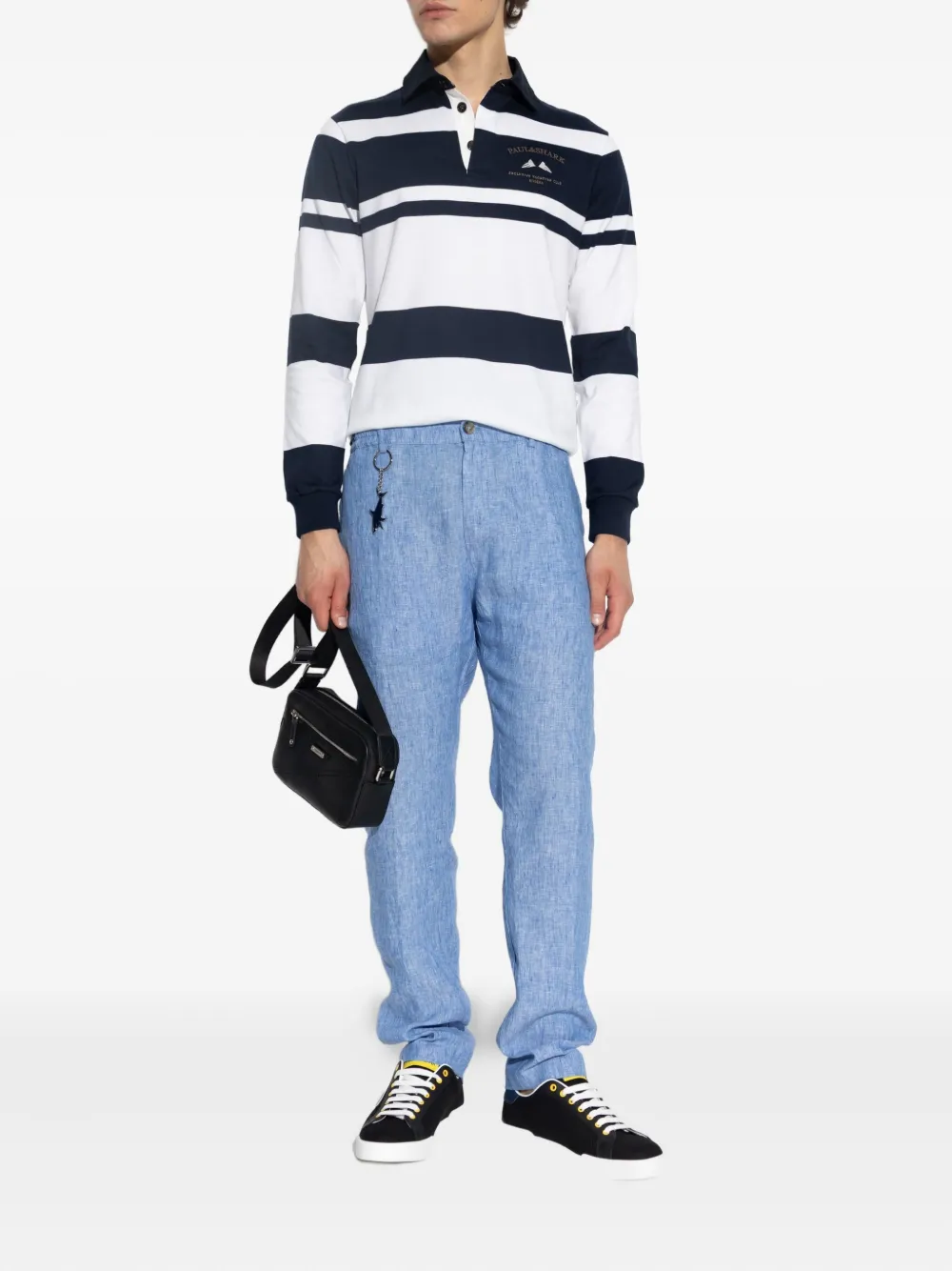 Paul & Shark-keychain linen trousers Blauw