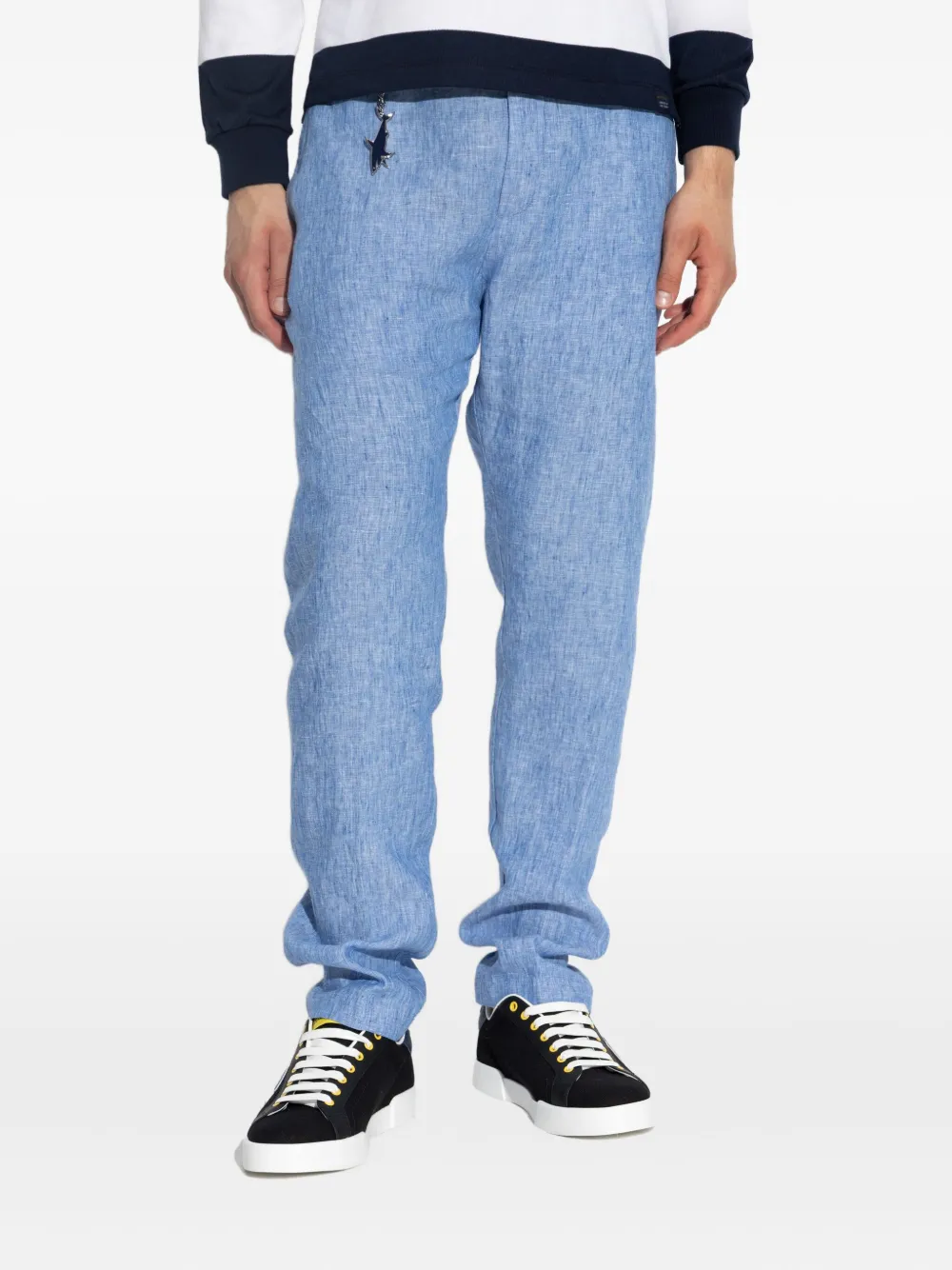 Paul & Shark-keychain linen trousers Blauw