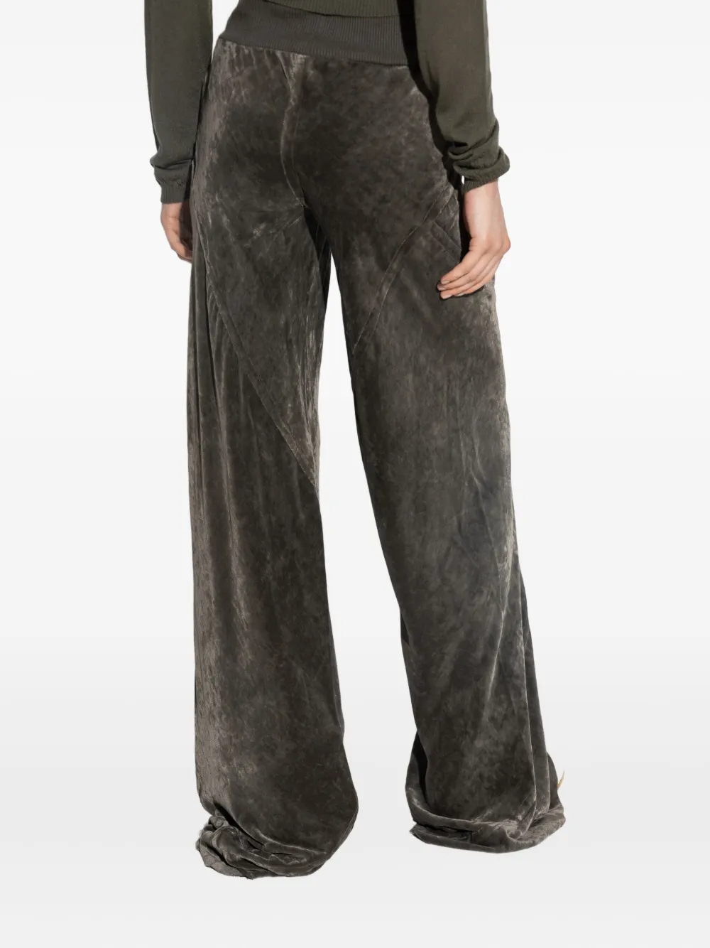 Rick Owens ribbed-waistband velvet trousers Grijs