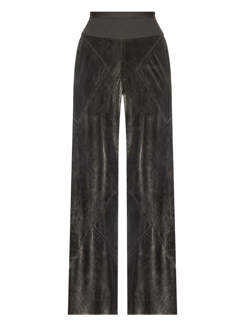 Rick Owens ribbed-waistband velvet trousers Grijs