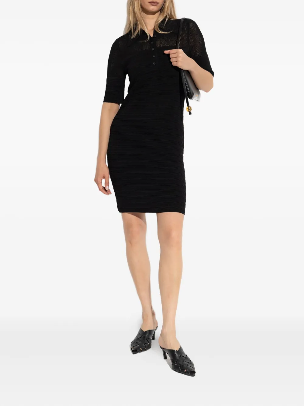 Gestuz GZmagny polo-neck ribbed knit mini dress - Zwart