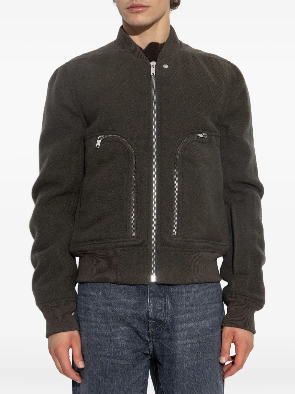 Rick Owens zip-fastening pocket bomber jacket Grijs