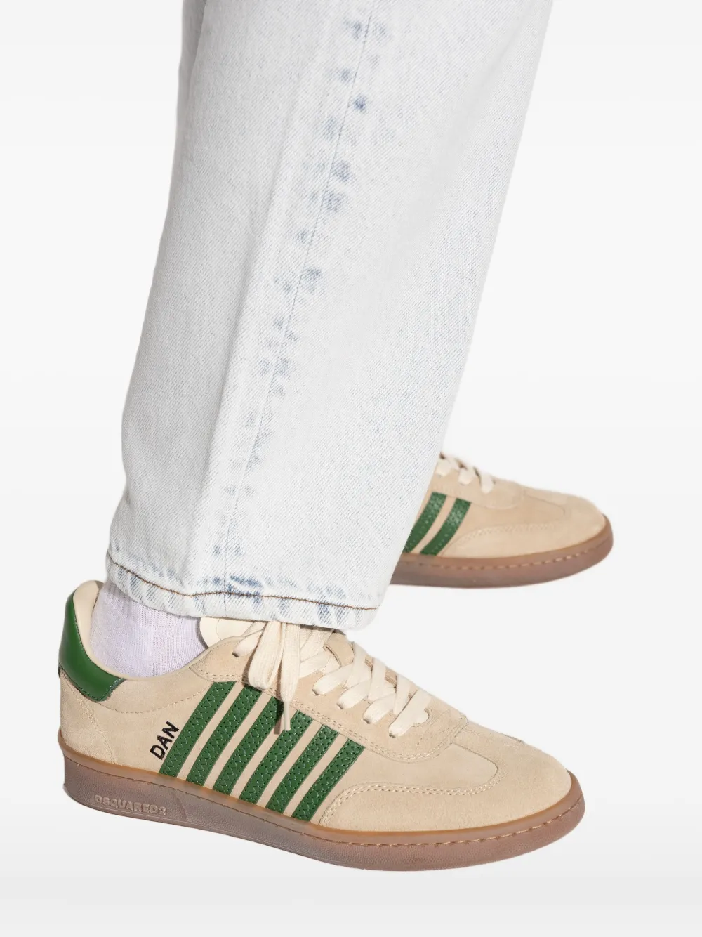 DSQUARED2 Boxer striped suede sneakers Neutrals