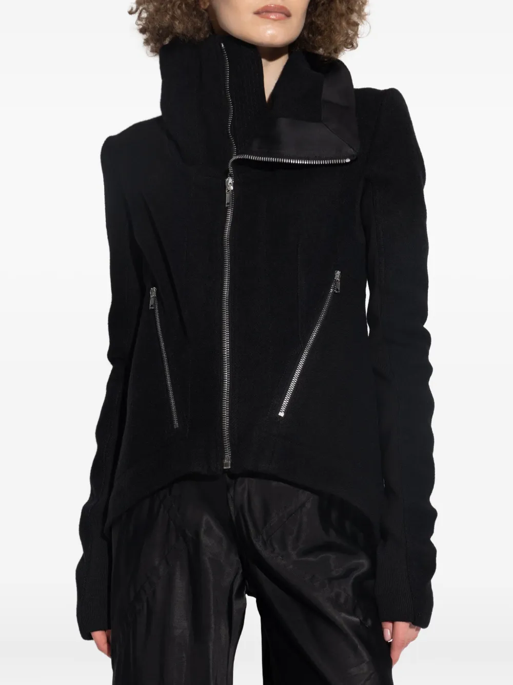 Rick Owens high-neck zip-front jacket Zwart