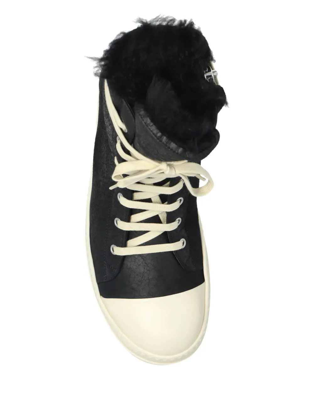 Rick Owens Shearling-lined Lace-up Sneakers In Black