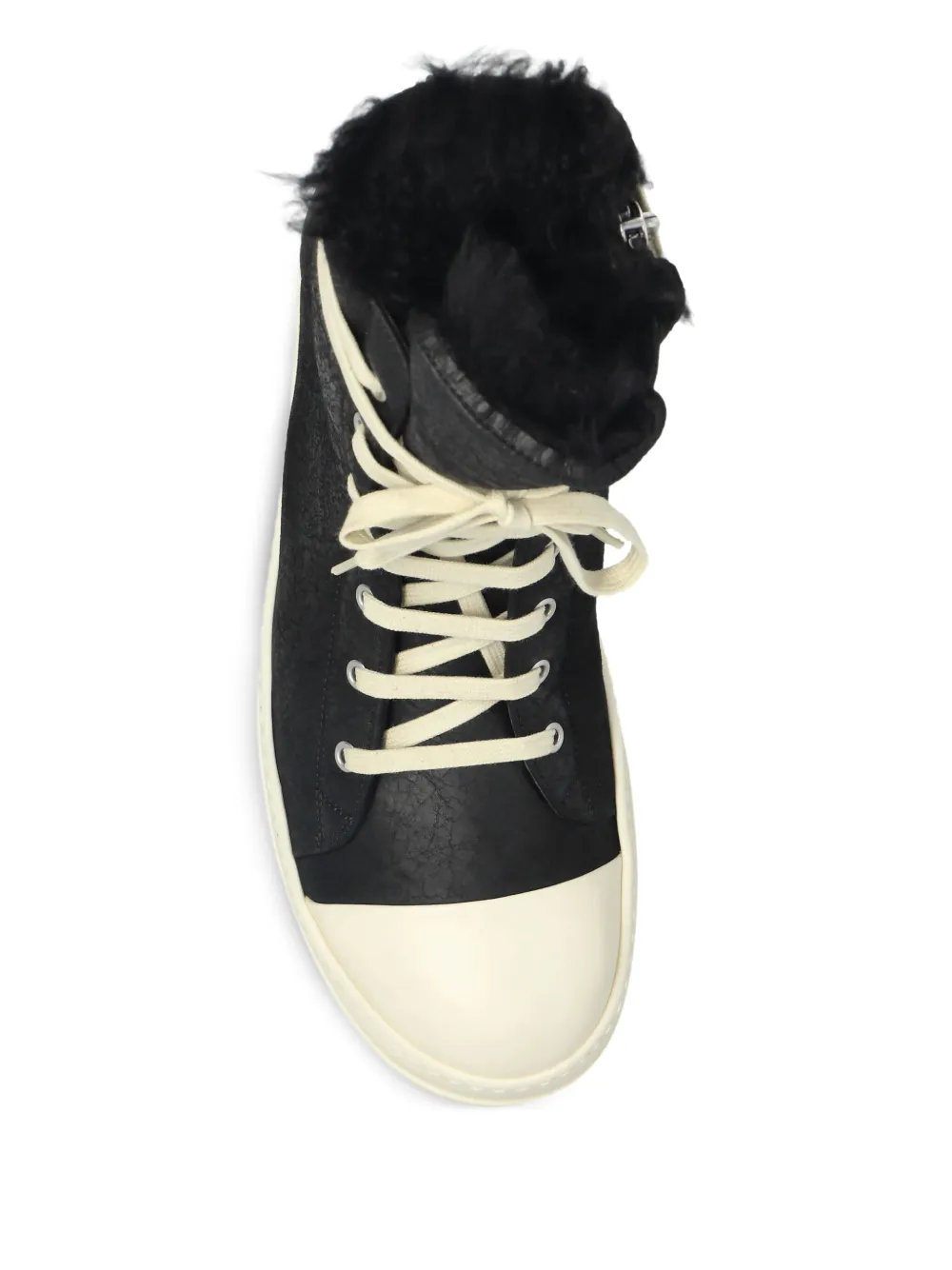 Rick Owens shearling-lined lace-up sneakers Black