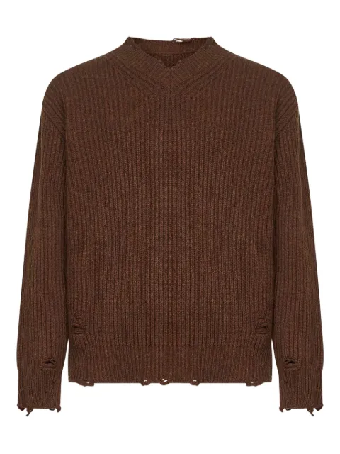 MM6 Maison Margiela ribbed v-neck distressed sweater