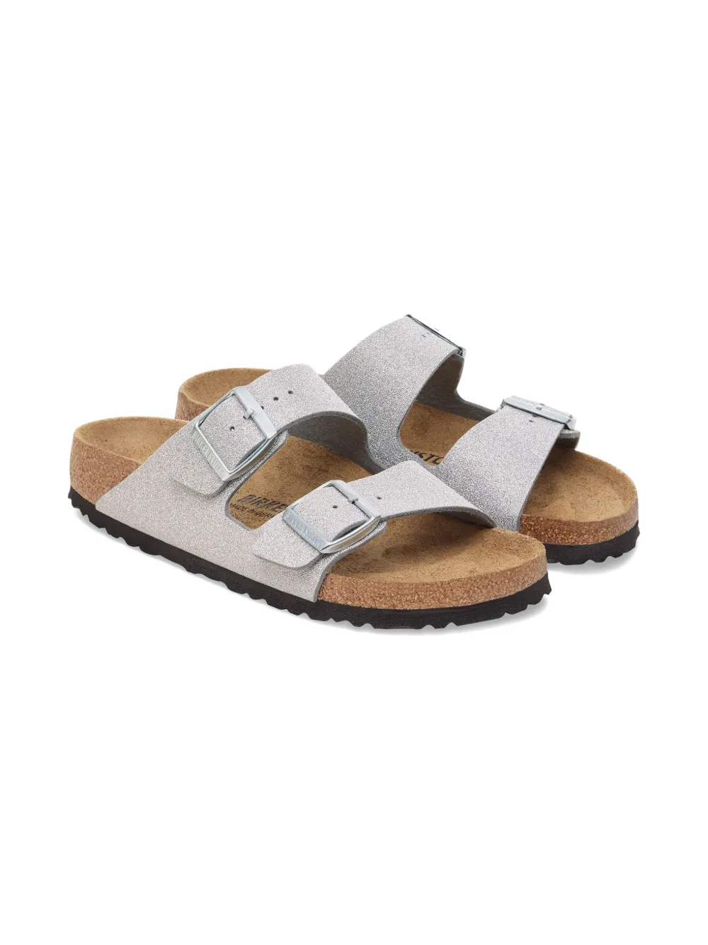 Birkenstock Kids Arizona glitter buckle sandals | Silver | Image 1