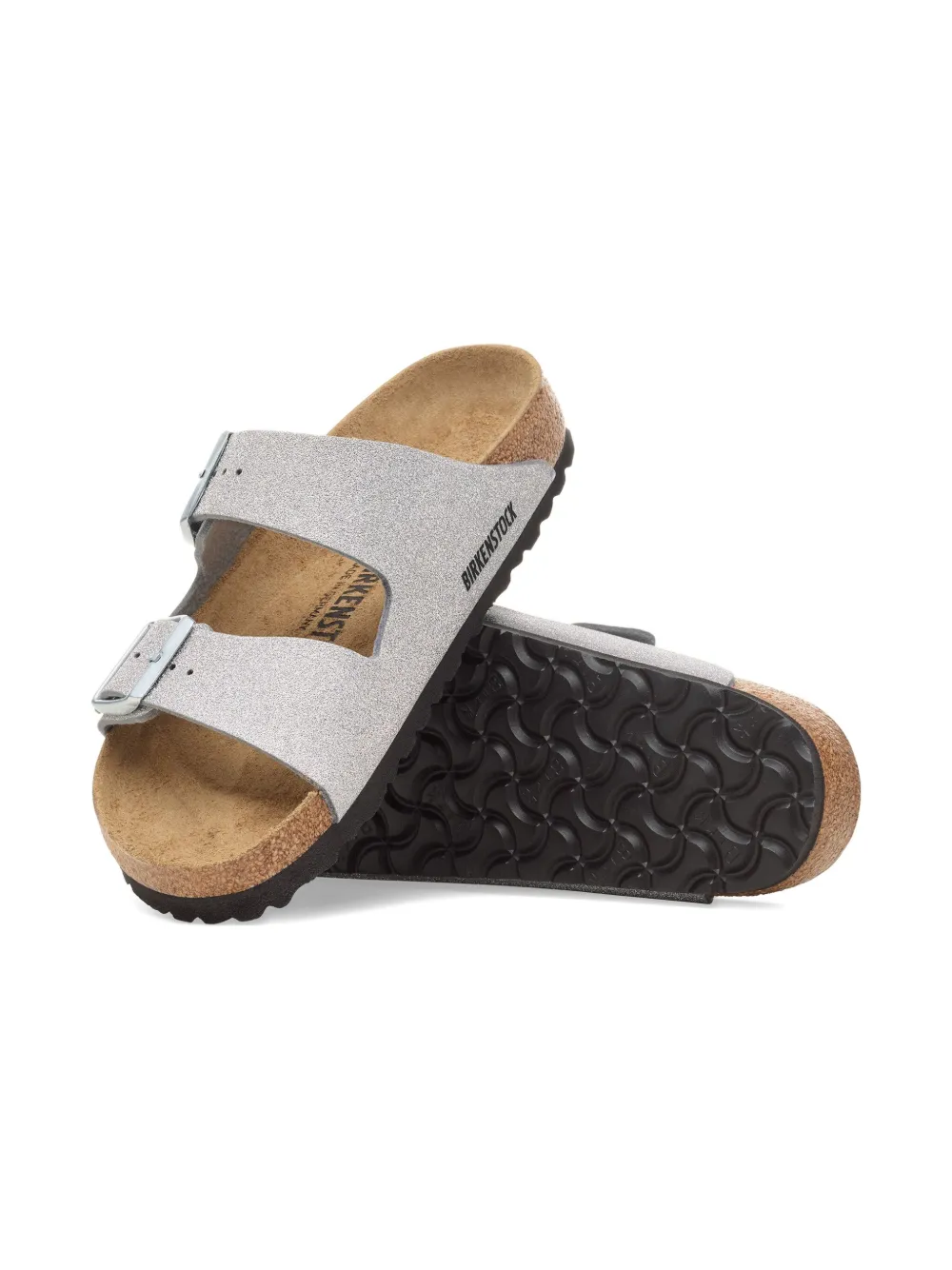Birkenstock Kids Arizona glitter buckle sandals Silver