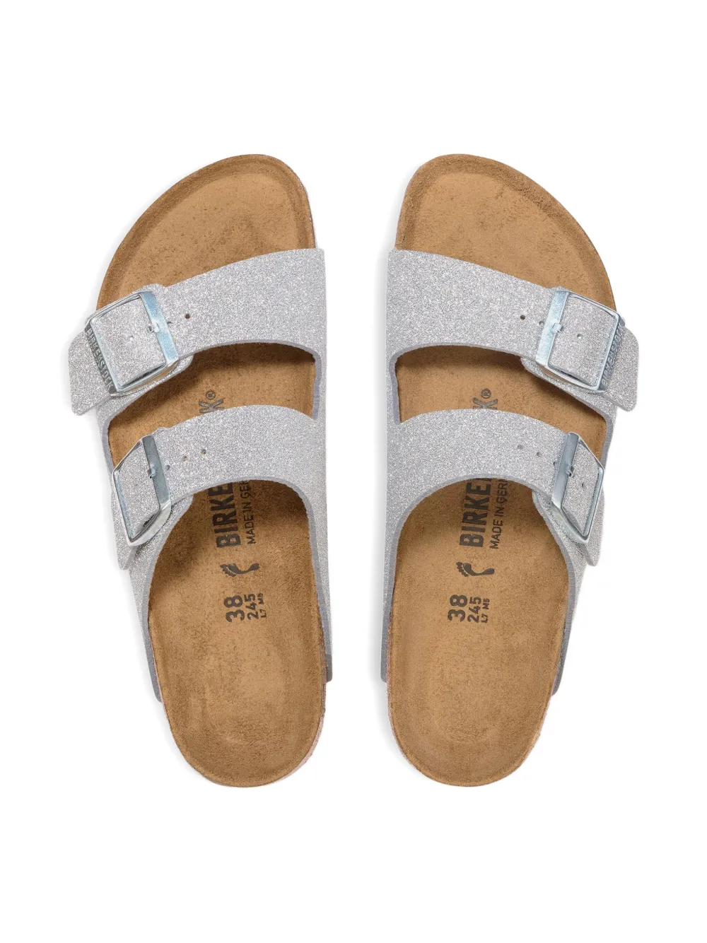 Birkenstock Kids Arizona glitter buckle sandals Silver