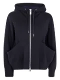 sacai Sponge zip-front kangaroo-pocket hoodie - Black