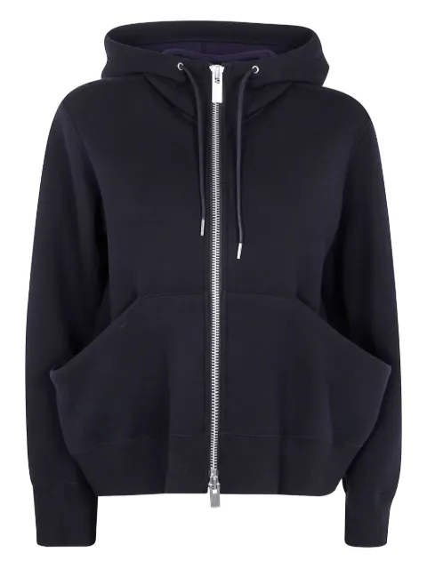 sacai Sponge zip-front kangaroo-pocket hoodie