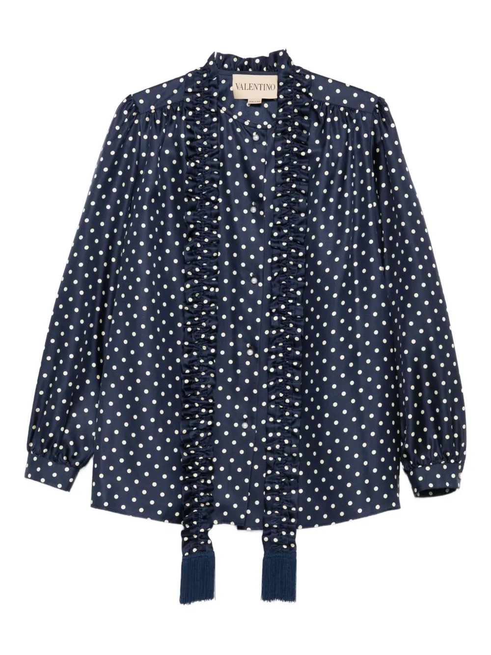 Valentino Polka-dot Ruffled Shirt In Blue